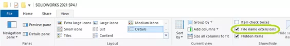 SOLIDWORKS File Explorer View Properties Option