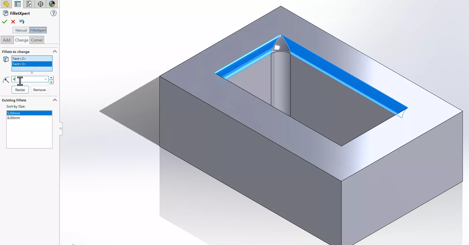SOLIDWORKS FilletXpert