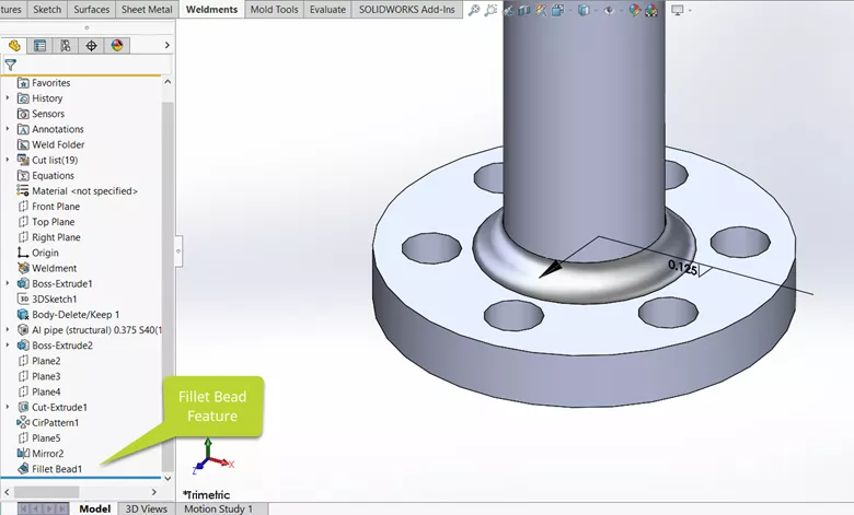 Fillet Bead Feature in SOLIDWORKS 