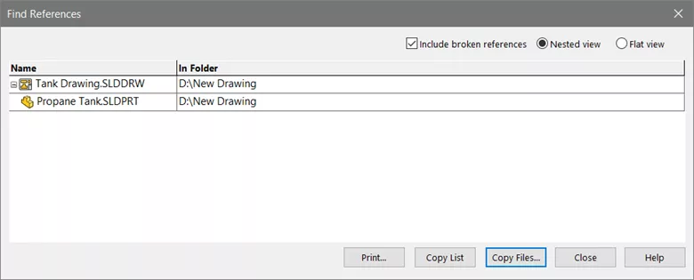 Find References SOLIDWORKS Nested View