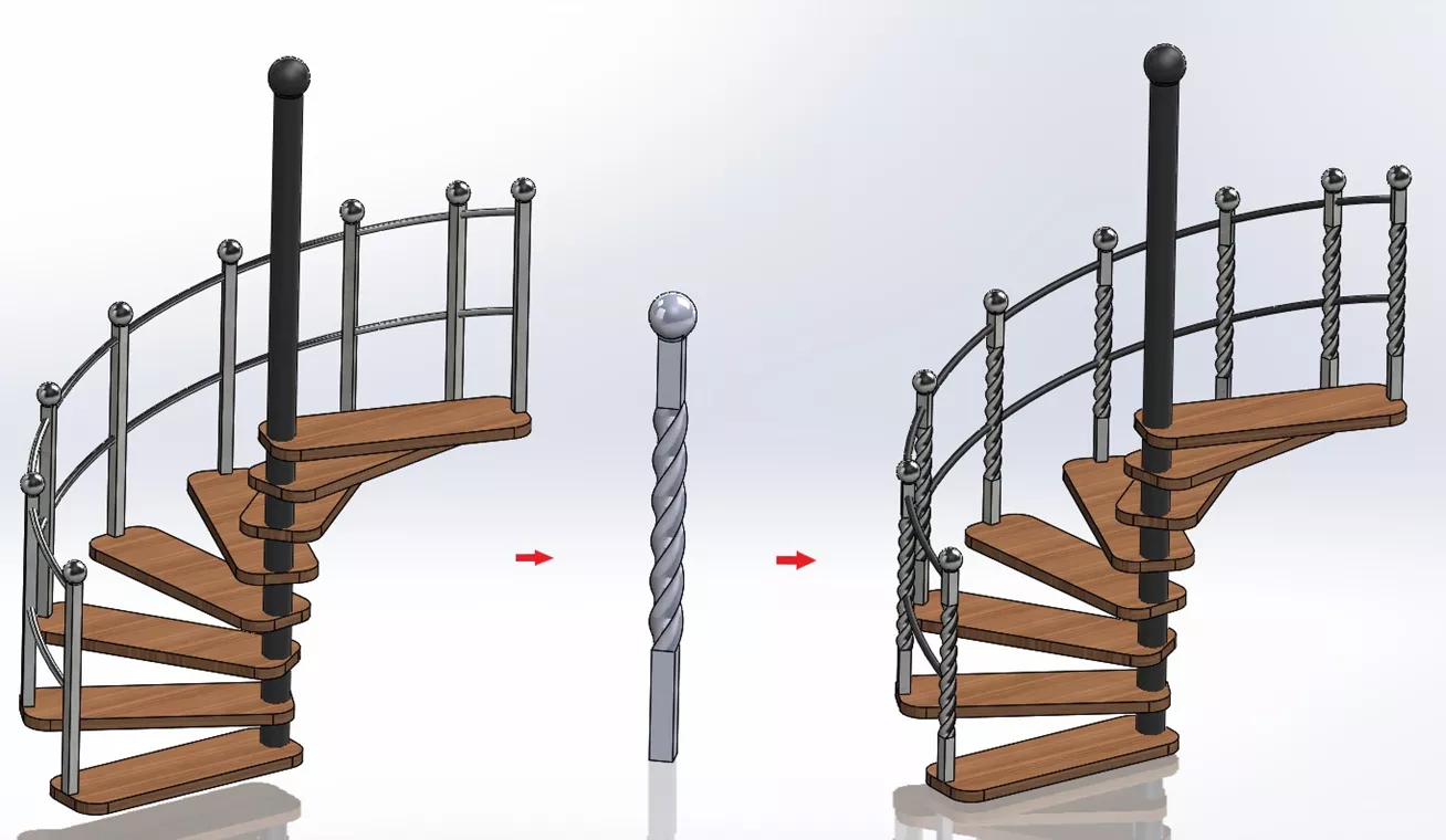 Staircase design Using the SOLIDWORKS Flex Feature
