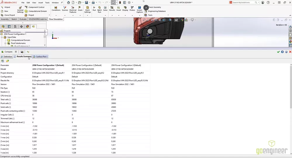 SOLIDWORKS Flow Simulation 2022 Results Summary