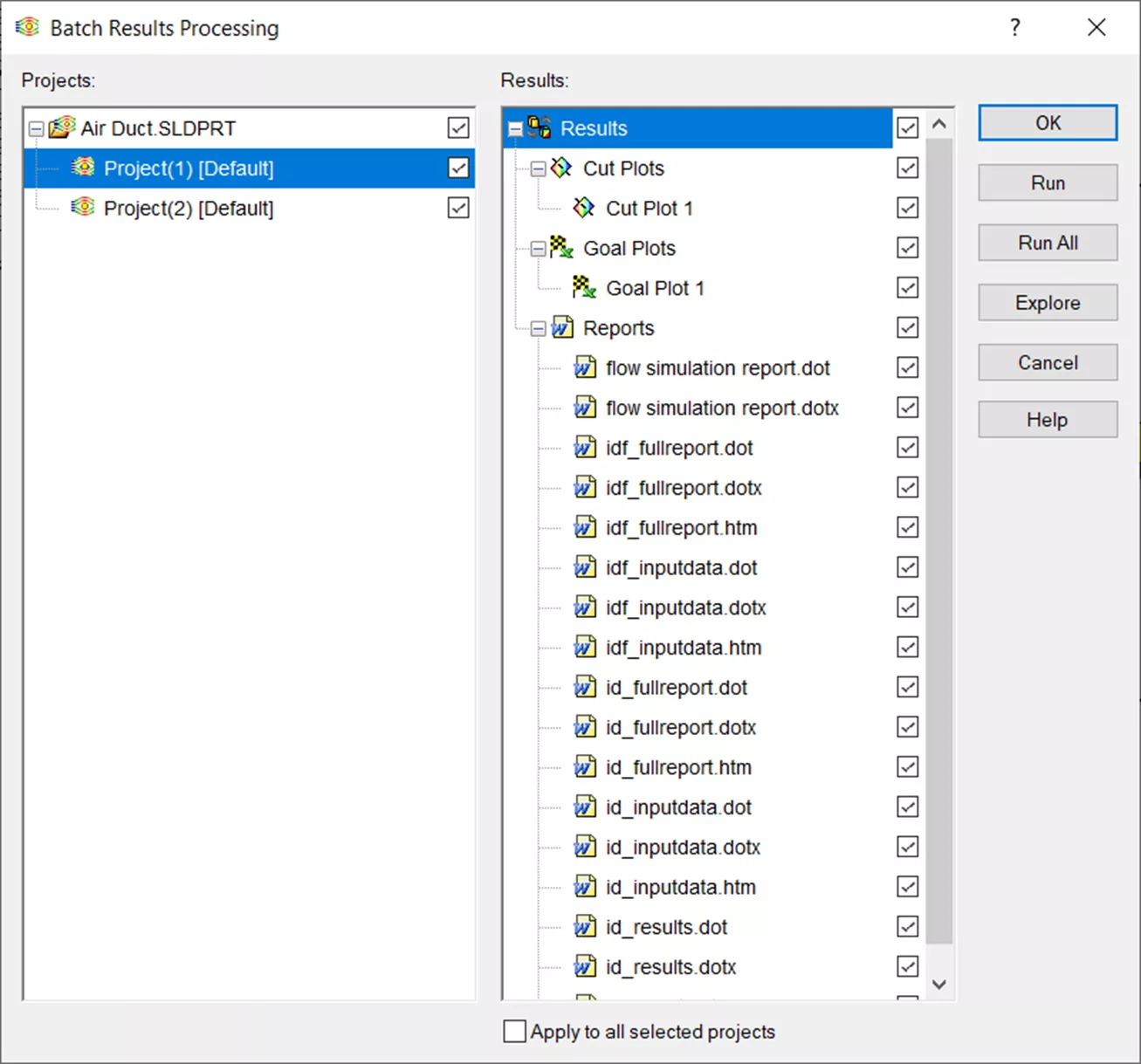 SOLIDWORKS Batch Results Processing Results Analysis Tool