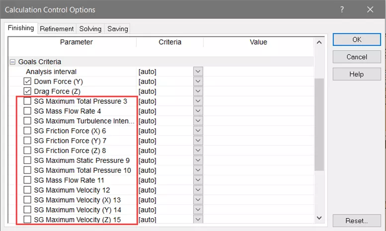 SOLIDWORKS Flow Simulation Calculation Control Options for Convergence Solver