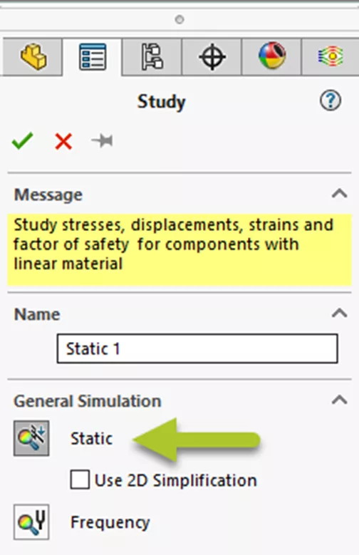 SOLIDWORKS Flow Simulation General Simulation Static Option 