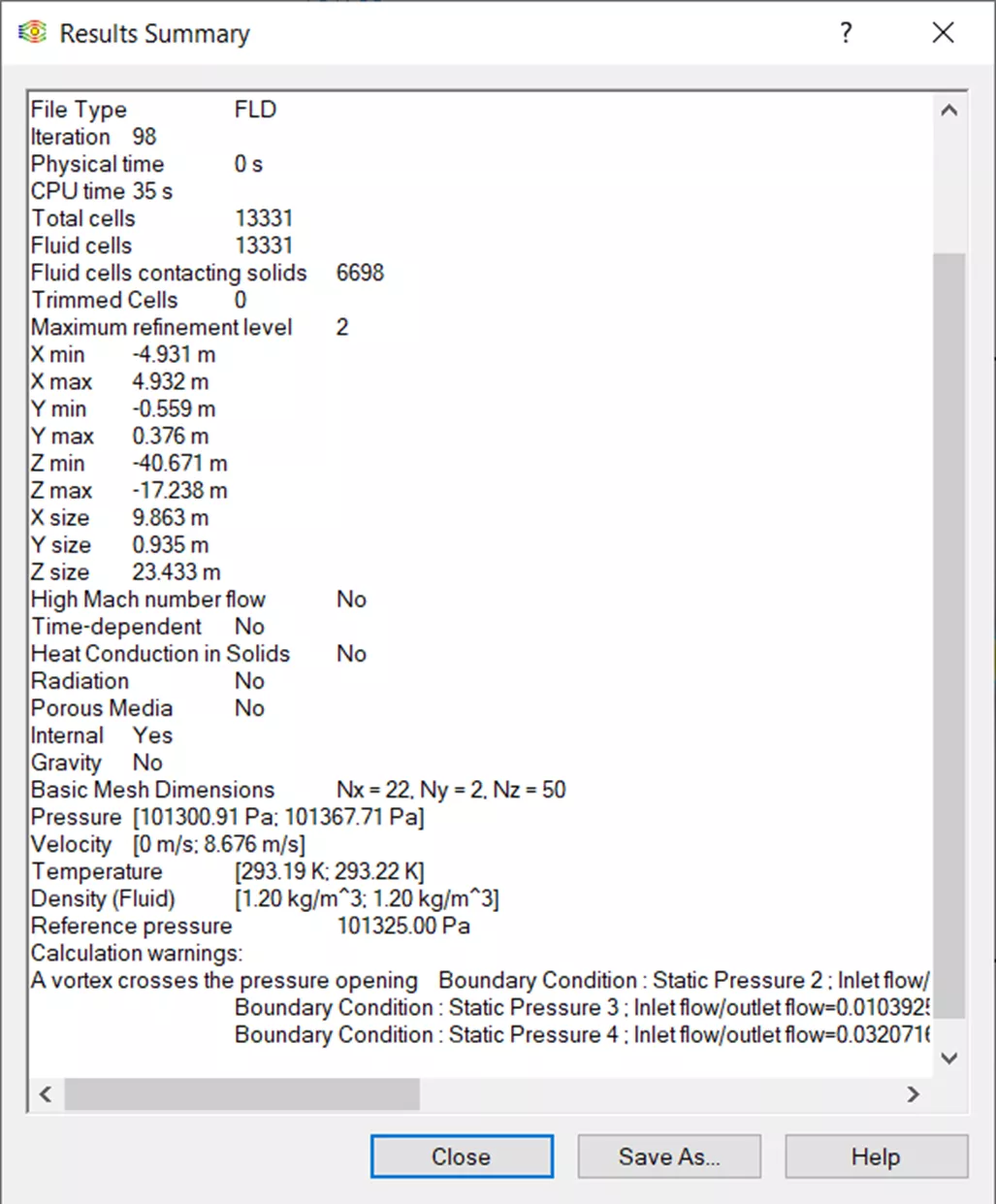 SOLIDWORKS Flow Simulation Results Summary Results Analysis Tool