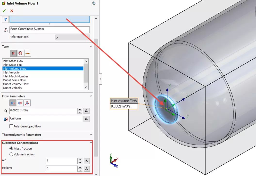 SOLIDWORKS Flow Simulation Fluid Mixing Analysis Substance Concentrations