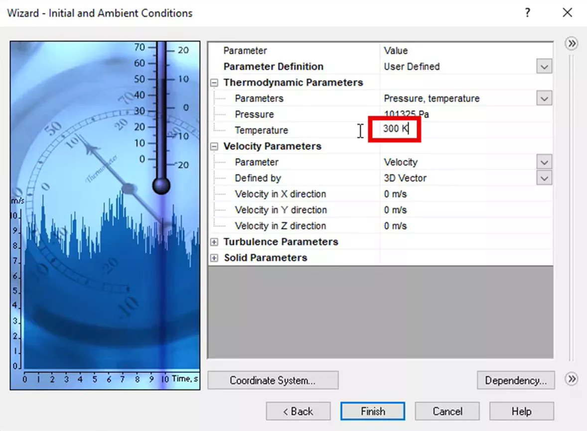 SOLIDWORKS Flow Simulation Wizard Initial and Ambient Conditions