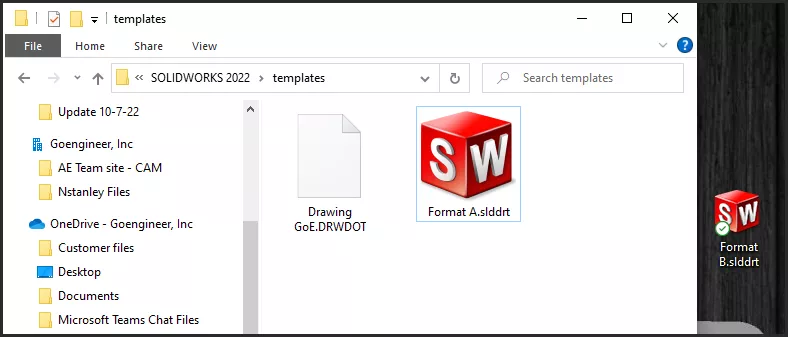 template folder solidworks