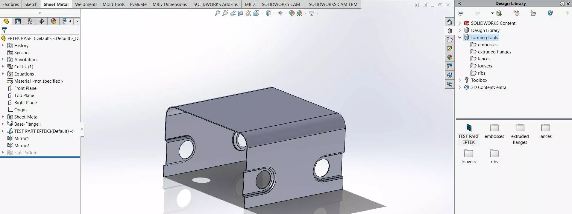 SOLIDWORKS Forming on Edge