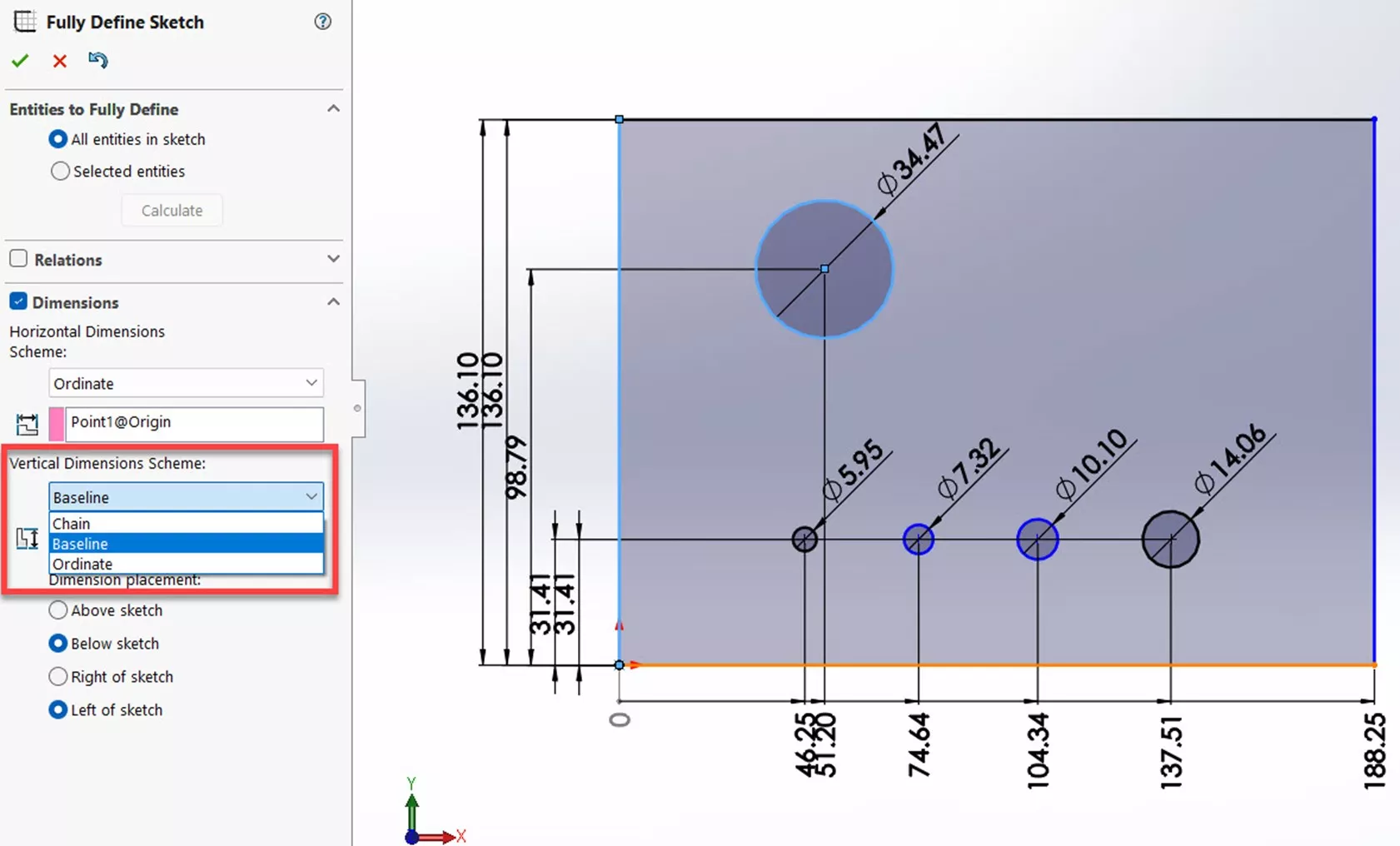 SOLIDWORKS Fully Define Sketch Dimensions