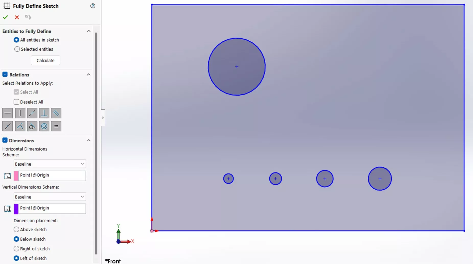 SOLIDWORKS Fully Define Sketch Relations