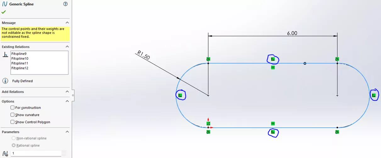 SOLIDWORKS Spline as a Single Selected Entity