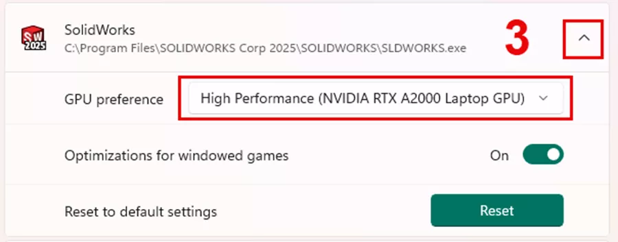 SOLIDWORKS GPU Preference Options