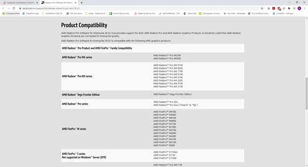 SOLIDWORKS Graphics Card Product Compatibility