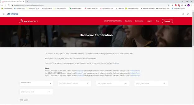 SOLIDWORKS Hardware Certification Page