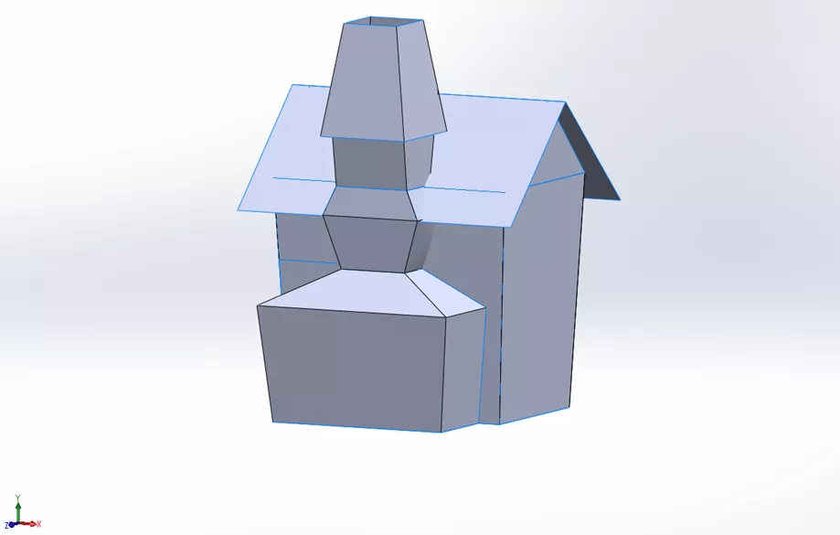 SOLIDWORKS Extrude Surface and Trim Surface Commands Used on a Haunted House Model 
