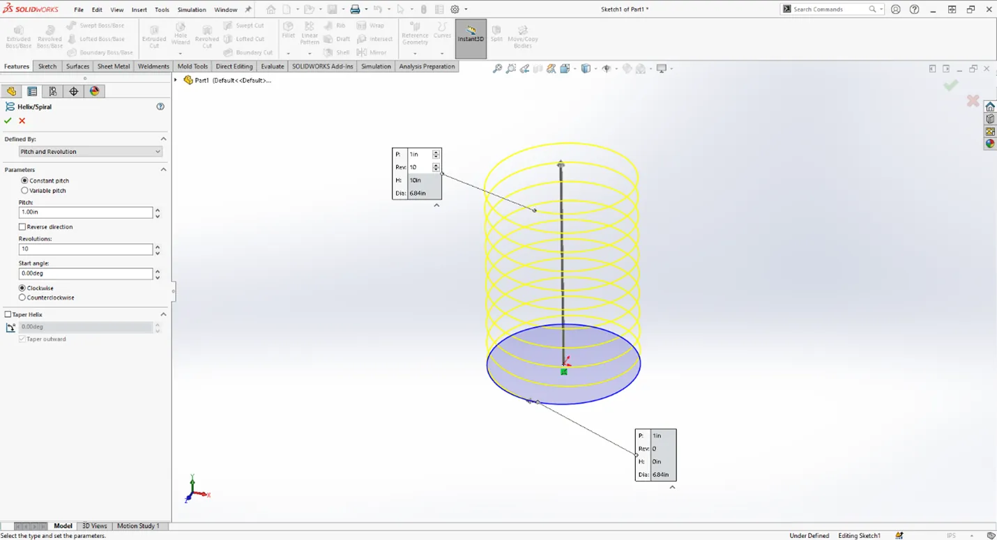 Typical SOLIDWORKS Helix Design