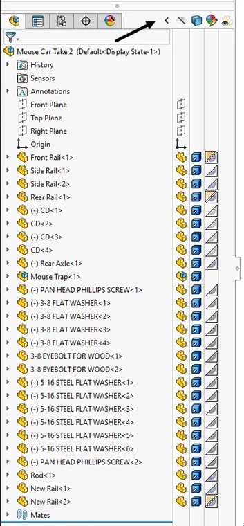 SOLIDWORKS Hierarchy FeatureManager Design Tree
