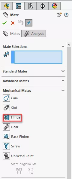 Hinge Mate in SOLIDWORKS