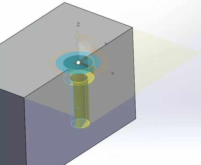 Top Edge of Hole and Triad SOLIDWORKS 