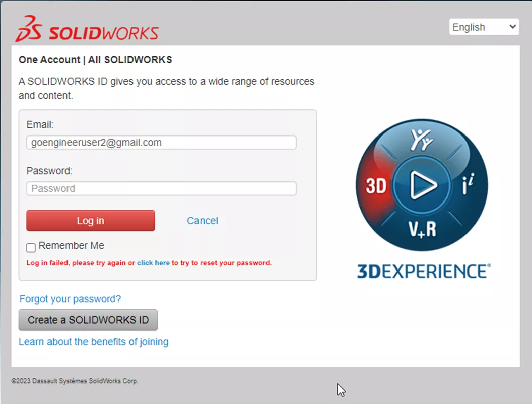 SOLIDWORKS ID Login 