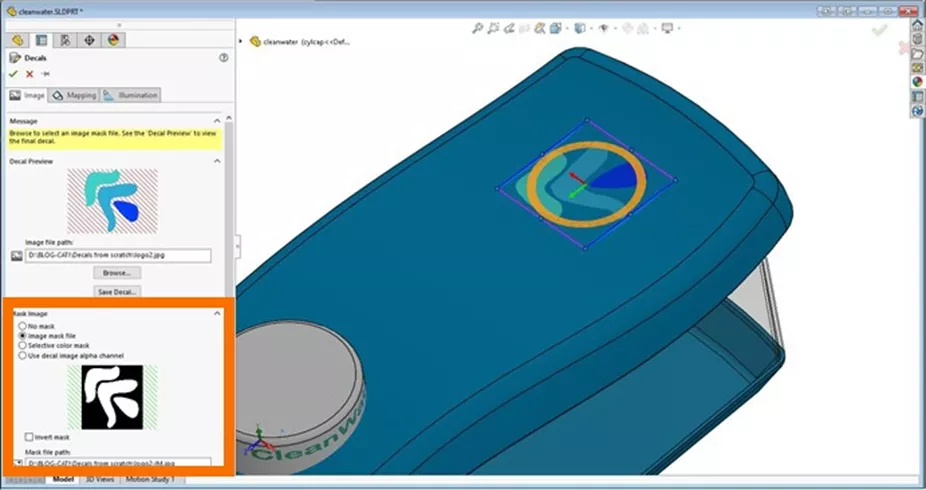 SOLIDWORKS Black and White Image Mask for a Mask File Path 