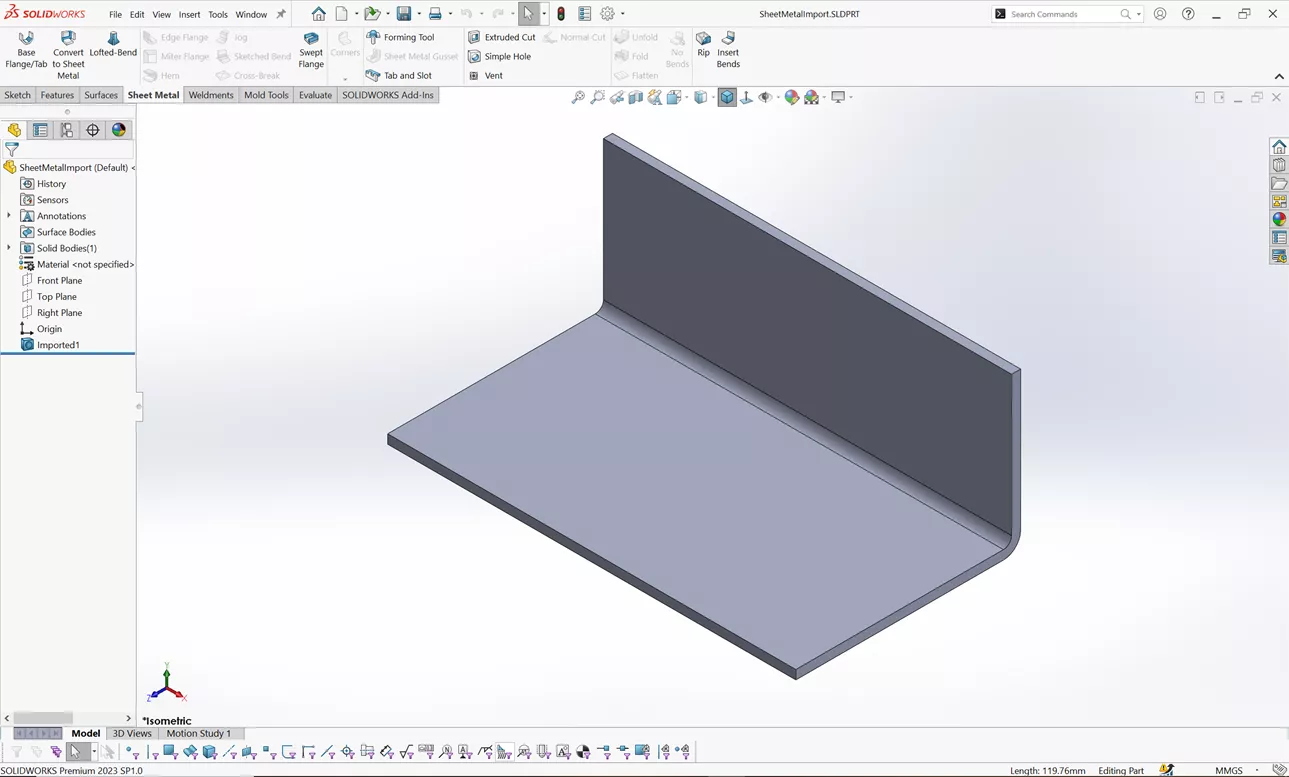 Import Solid Body into SOLIDWORKS 