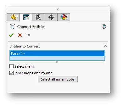 SOLIDWORKS Inner Loops One-by-One Option