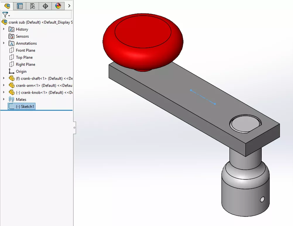 Insert a line or a sketch point in a SOLIDWORKS assembly-level sketch
