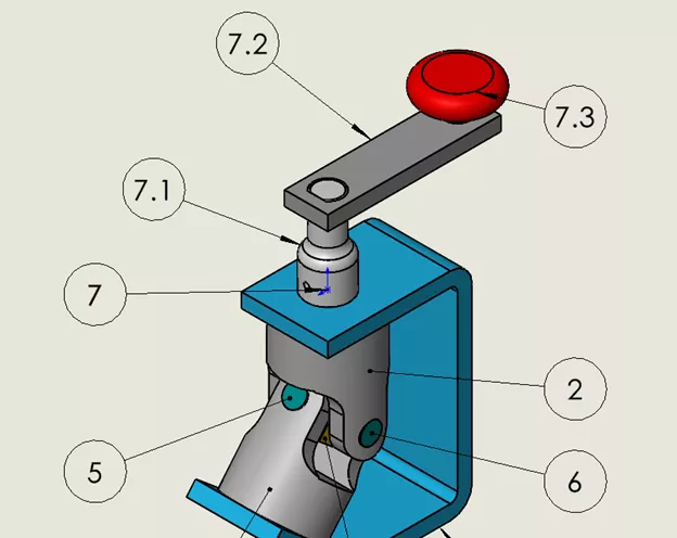 Ballooning to the Subassembly Origin in SOLIDWORKS