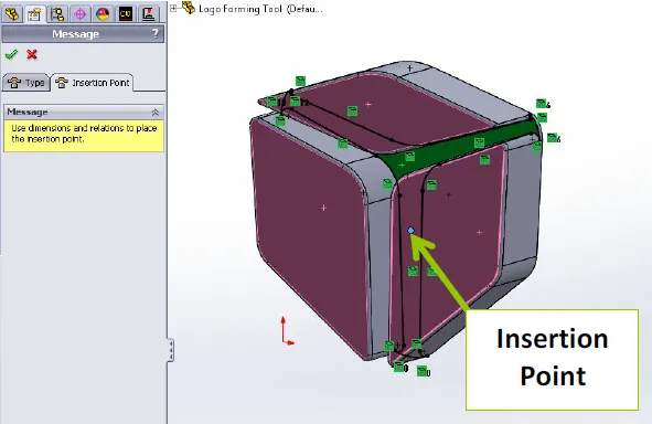 SOLIDWORKS Insertion Point