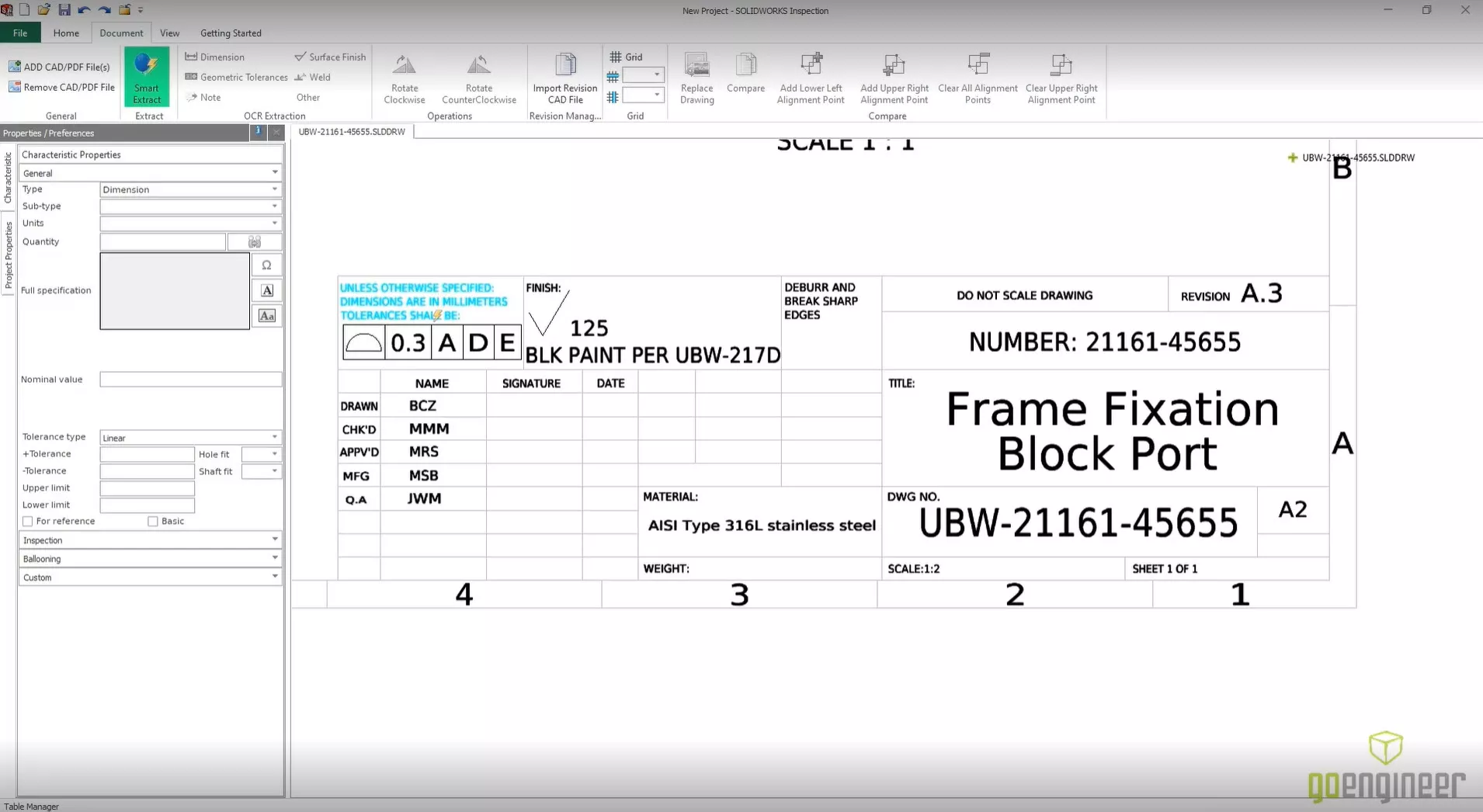 SOLIDWORKS Inspection 2022 Smart Extract Tool 