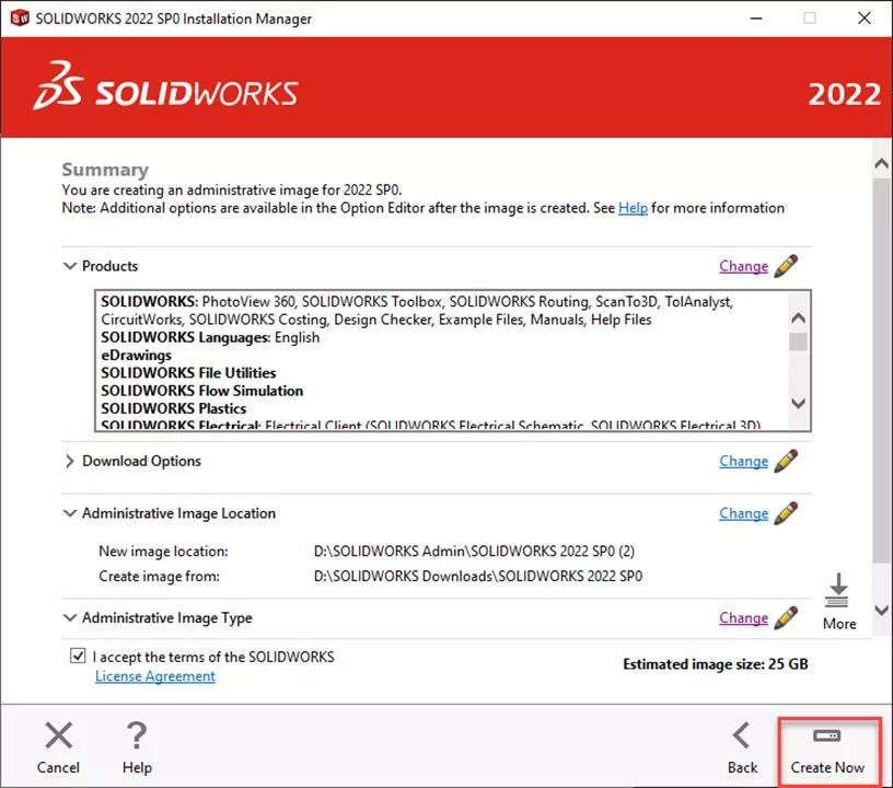 Create a SOLIDWORKS Administrative Image