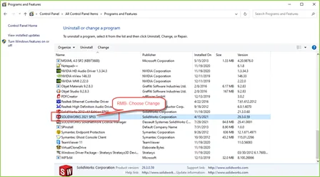 SOLIDWORKS 2021 Installation Manager Modify Install 