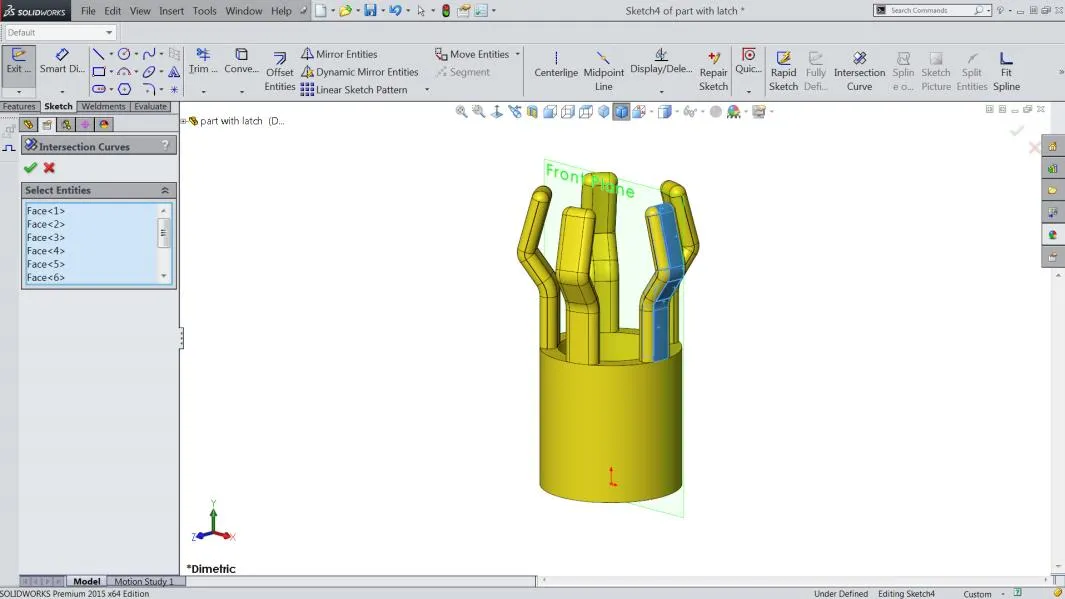 SOLIDWORKS Intersection Curve Tool Dialog Box
