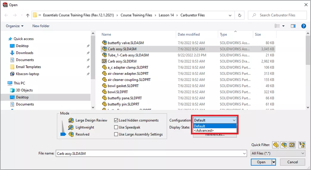 How to Open Large Assemblies in SOLIDWORKS