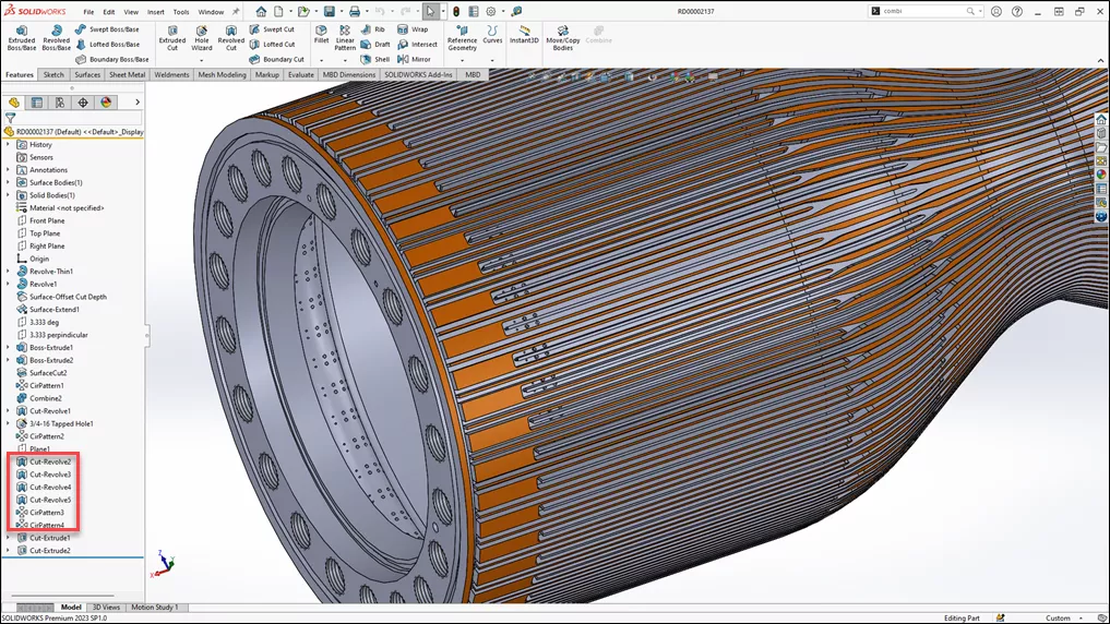 SOLIDWORKS Large Assembly Performance with Cut Revolve