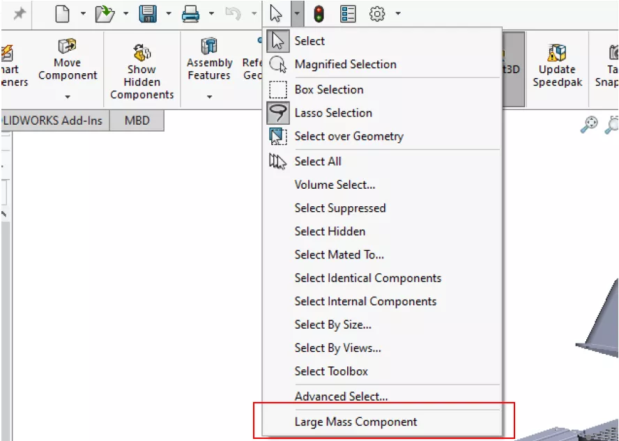 SOLIDWORKS Large Mass Component