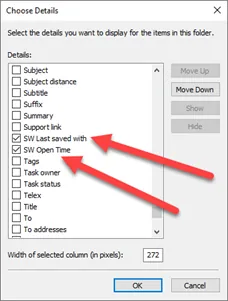 SOLIDWORKS Last Saved with SW Open Time 