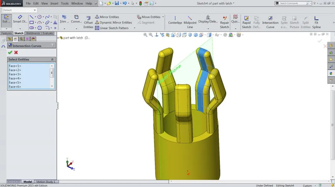 SOLIDWORKS Latch Finger Selection