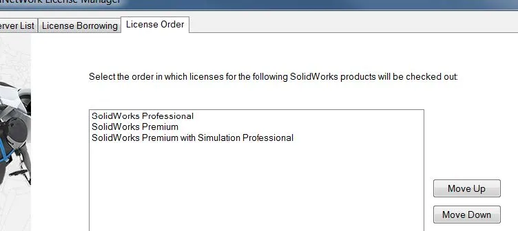 SOLIDWORKS License Order Tab