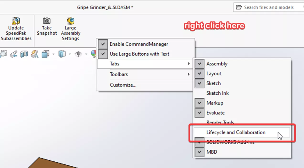 Lifecycle and Collaboration Option in SOLIDWORKS 