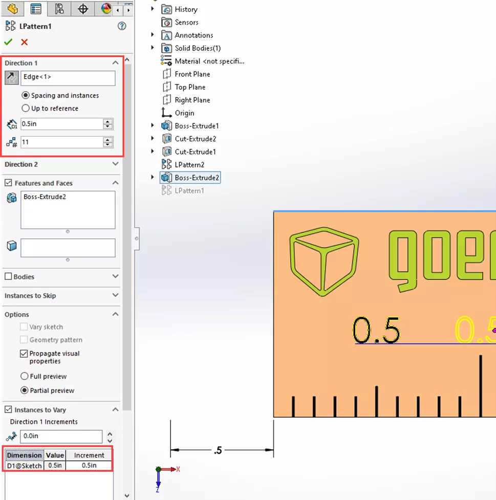 Creating Incremental Numbers in SOLIDWORKS Using Instances to Vary