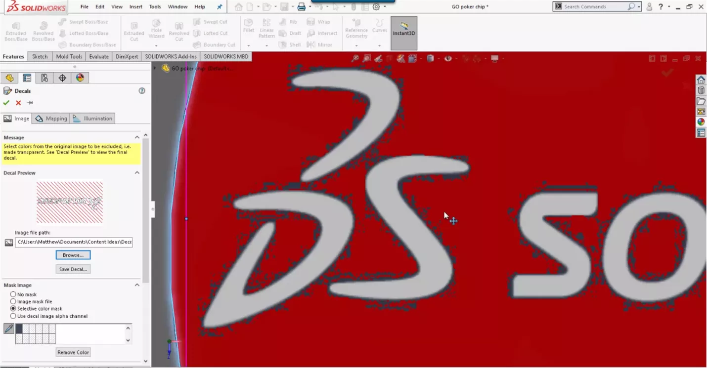 SOLIDWORKS Logo on a Model in SOLIDWORKS 