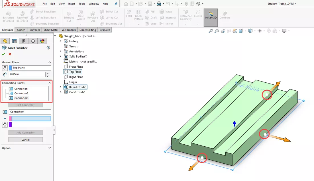 SOLIDWORKS Asset Publisher Connecting Points