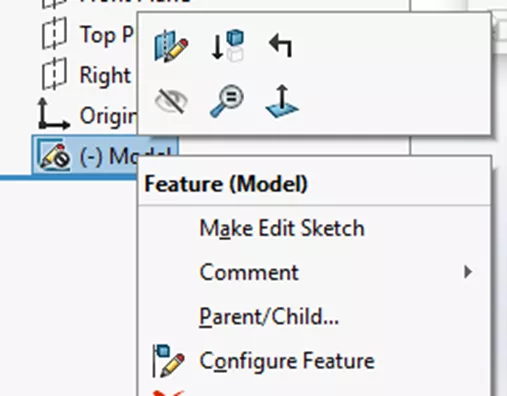SOLIDWORKS Make Edit Sketch Option
