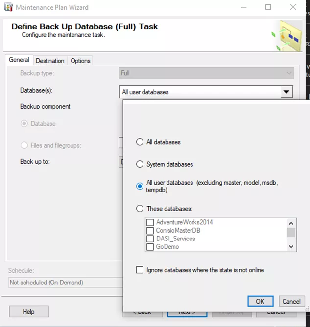 SOLIDWORKS Manage Define Back Up Database