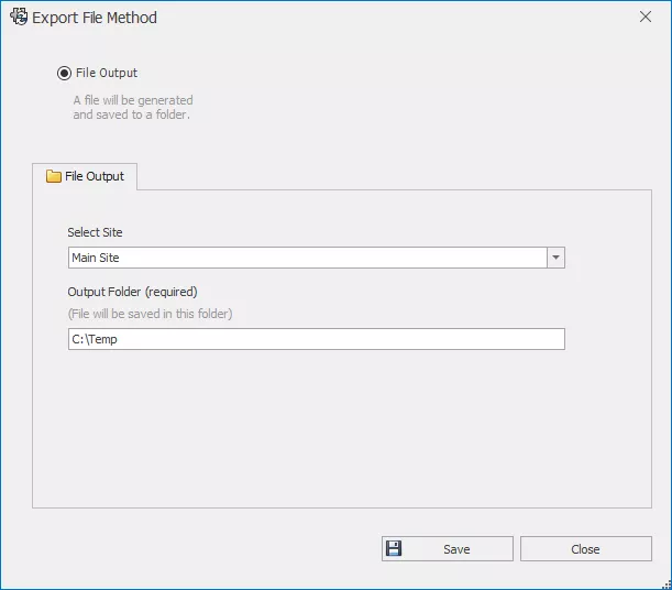 Export File Method Page in SOLIDWORKS Manage