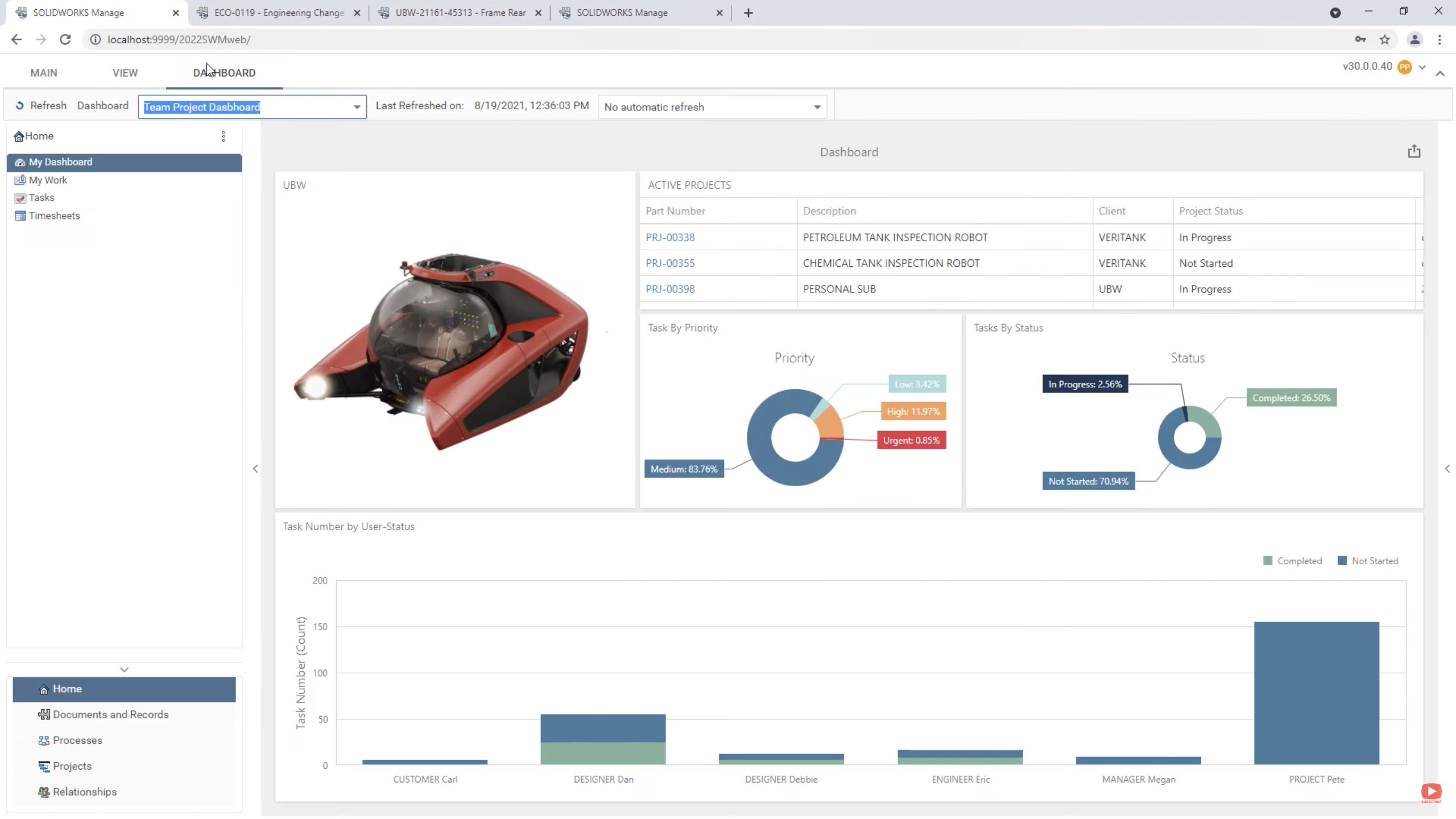 SOLIDWORKS Manage dashboards and reporting